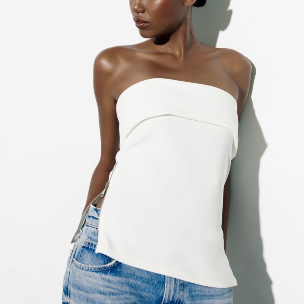 NWT ZARA size small white strapless top